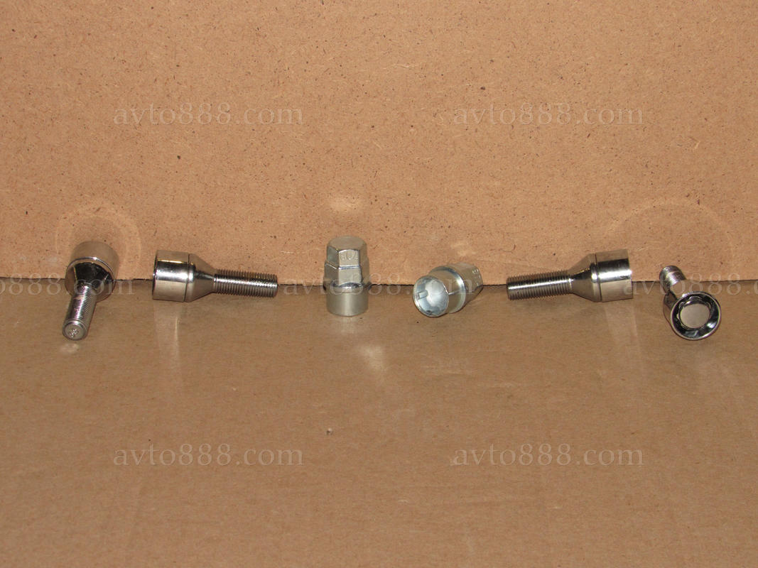 болт колеса 12*1,25*30 конус хром СЕКРЕТ. з рух.кільцем (4шт + 2кл.) "Walline"