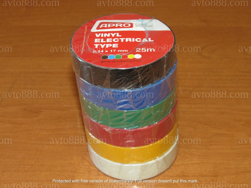 ізолента "APRO" 0,14мм*17мм*25м  6шт-чорна/синя/червона/жовта/зелена/біла