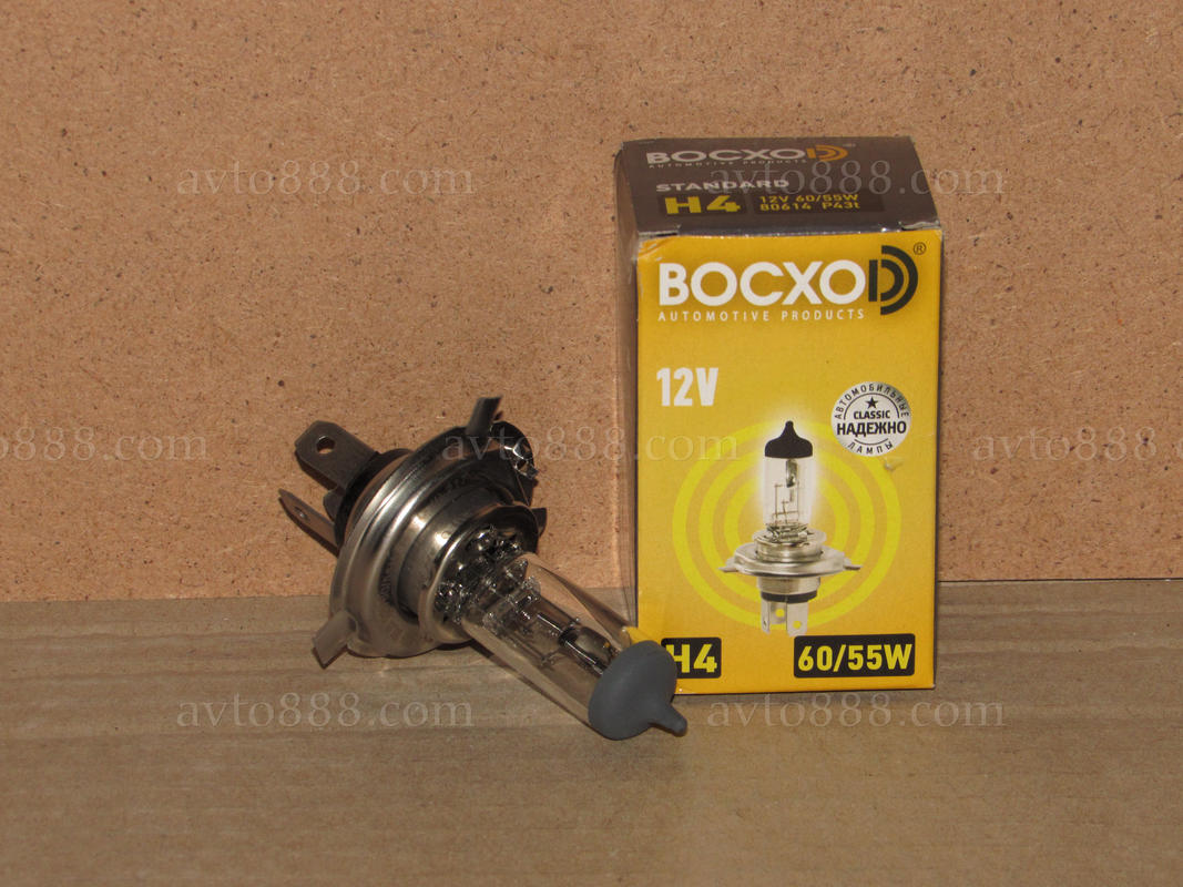 лампочка 12v Н4 P43 60/55W "BOCXOD"