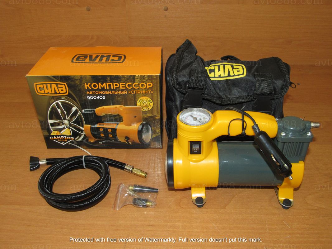 компресор "Сила" 1-поршн. 35л./хв /  7атм / 12Ам з ліхтар.