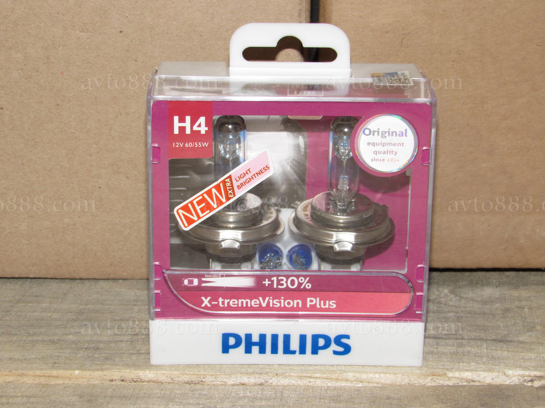 лампочка 12v Н4 P43 60/55W к-кт "Philips" +130%