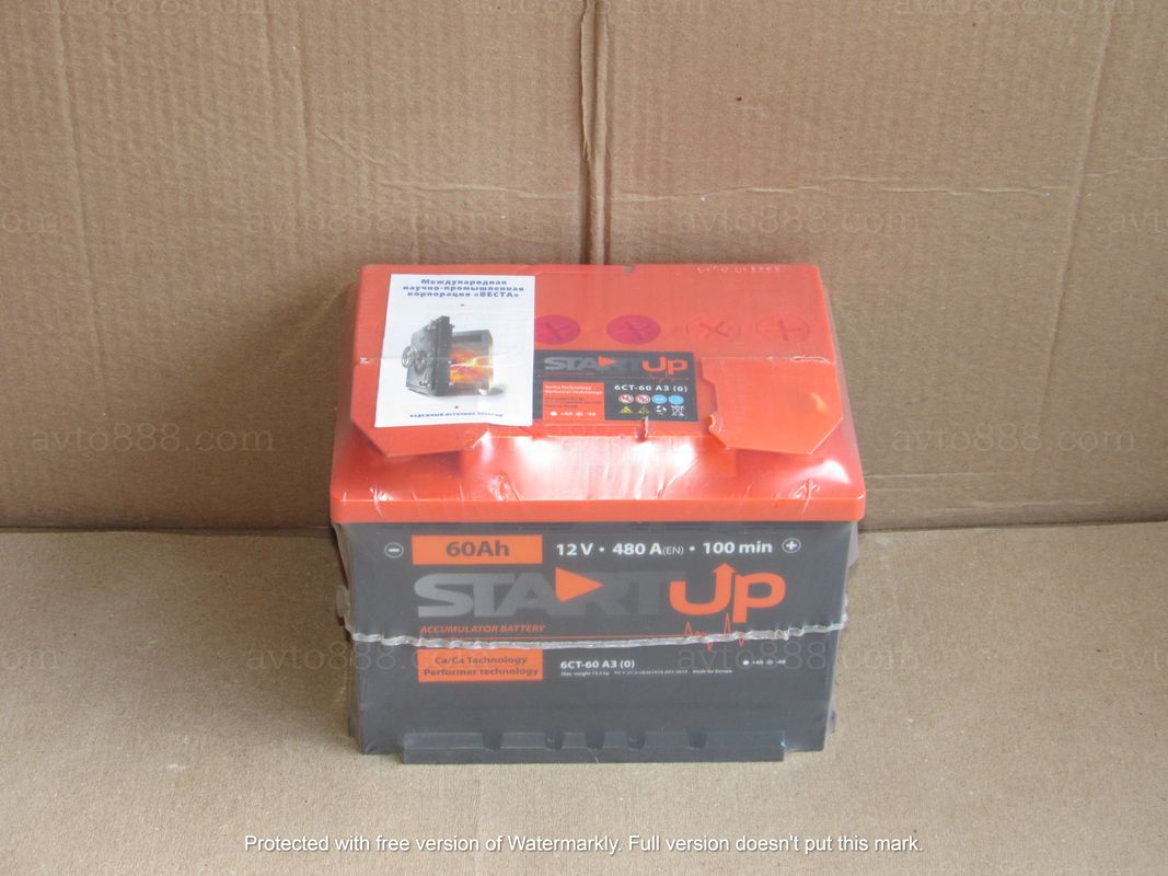АКБ  60 R+ 480A "Start UP"   6міс. гарантії