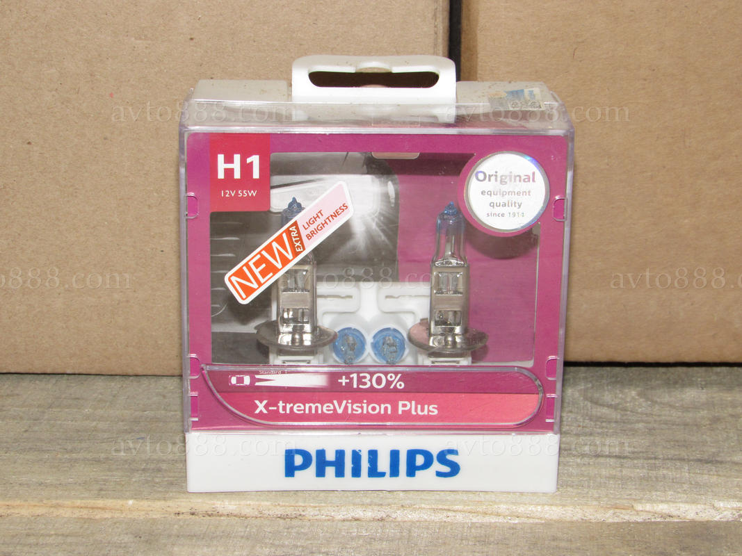 лампочка 12v Н1 55W к-кт "Philips" +130%