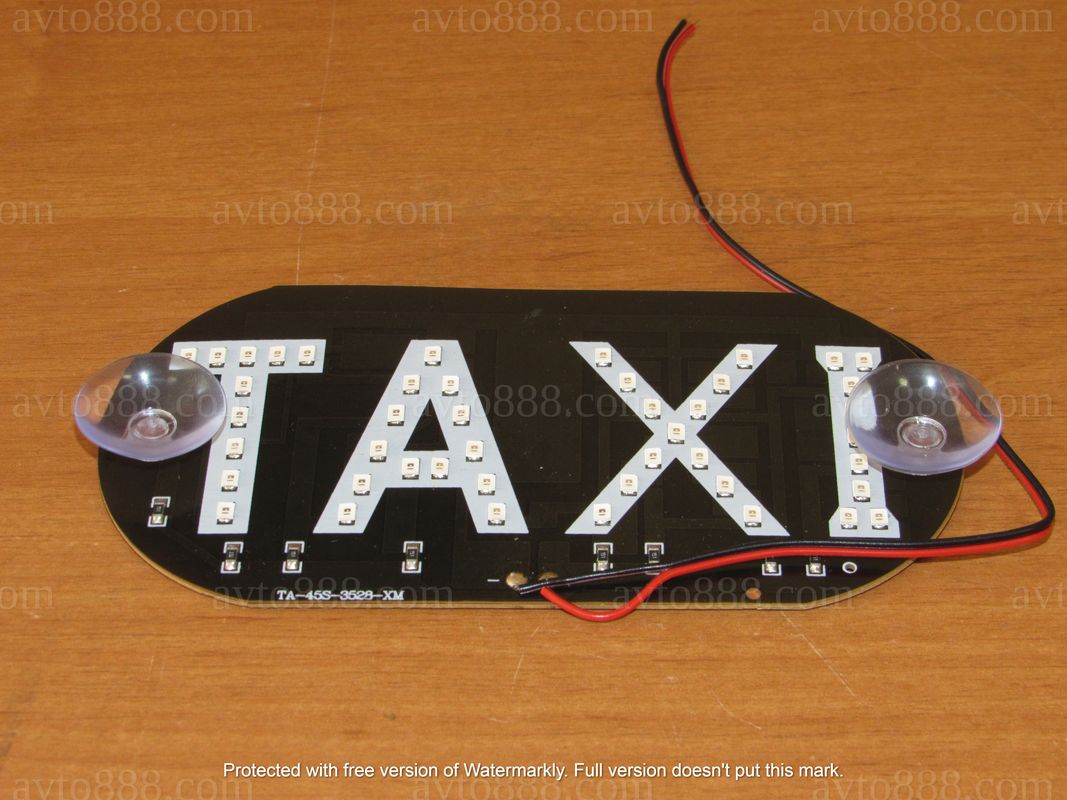 ТАКСІ шашка міні LED зелена на липучках у прикур.