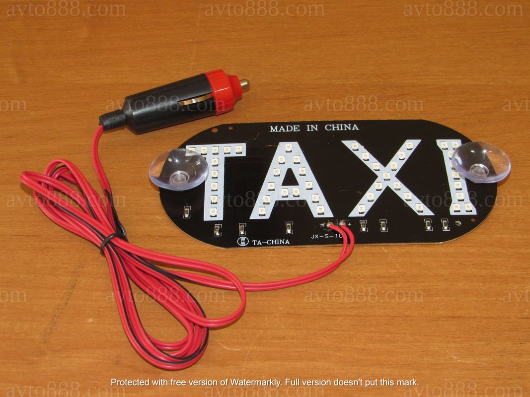 ТАКСІ шашка міні LED зелена на липучках