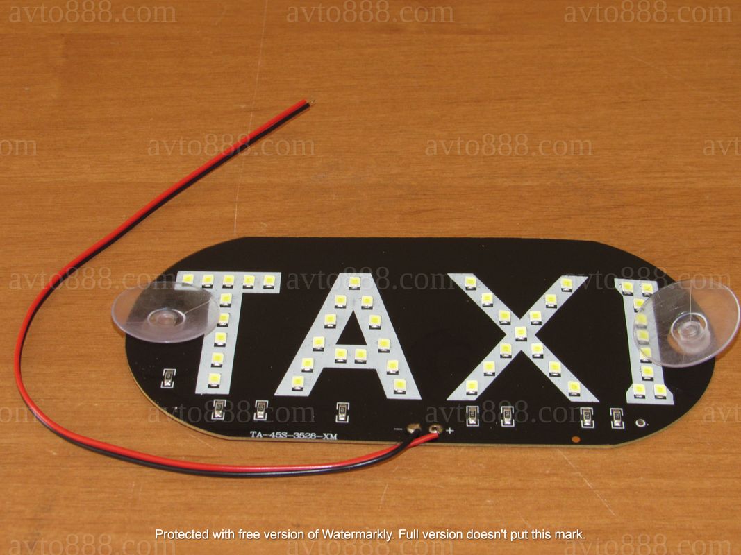 ТАКСІ шашка міні LED біла на липучках