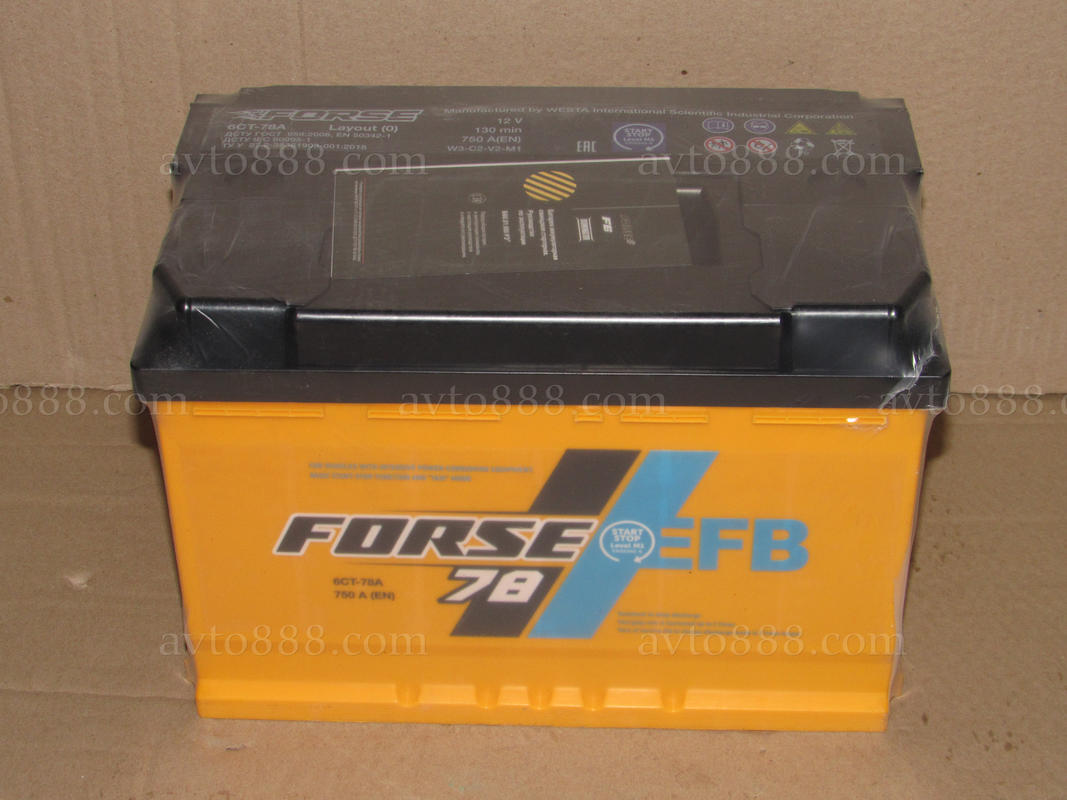 АКБ  78 R+ 750A "Racing / Forse"   EFB