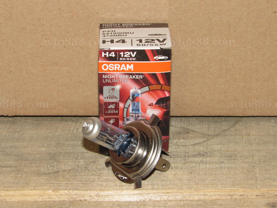 лампочка 12v Н4 P43 60/55W "Osram" +110%