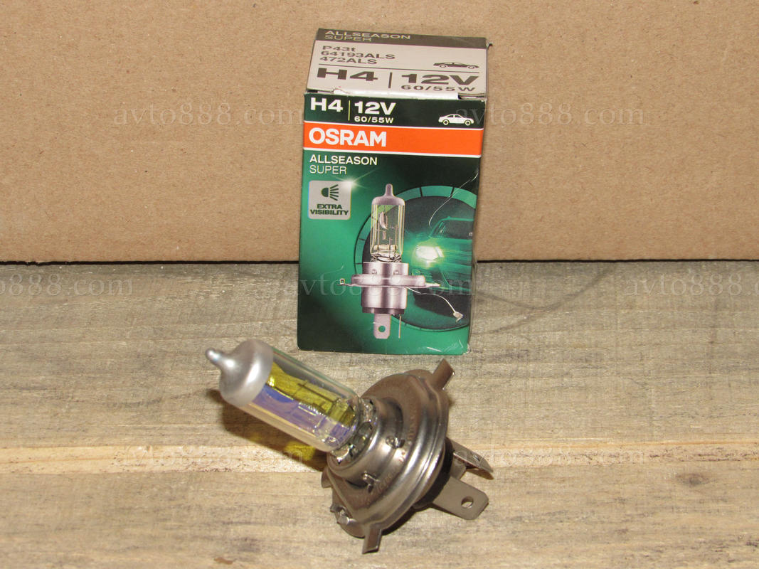 лампочка 12v Н4 P43 60/55W "Osram" ALS
