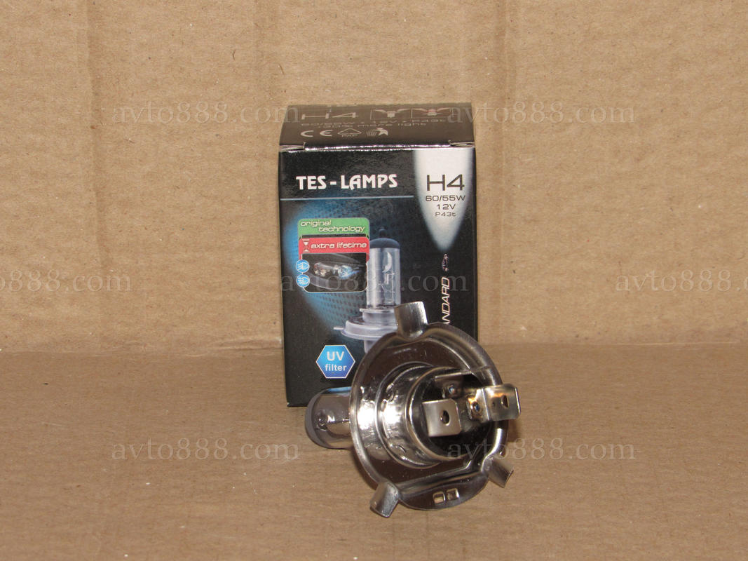 лампочка 12v Н4 P43 60/55W "Tes-lamps" +30%