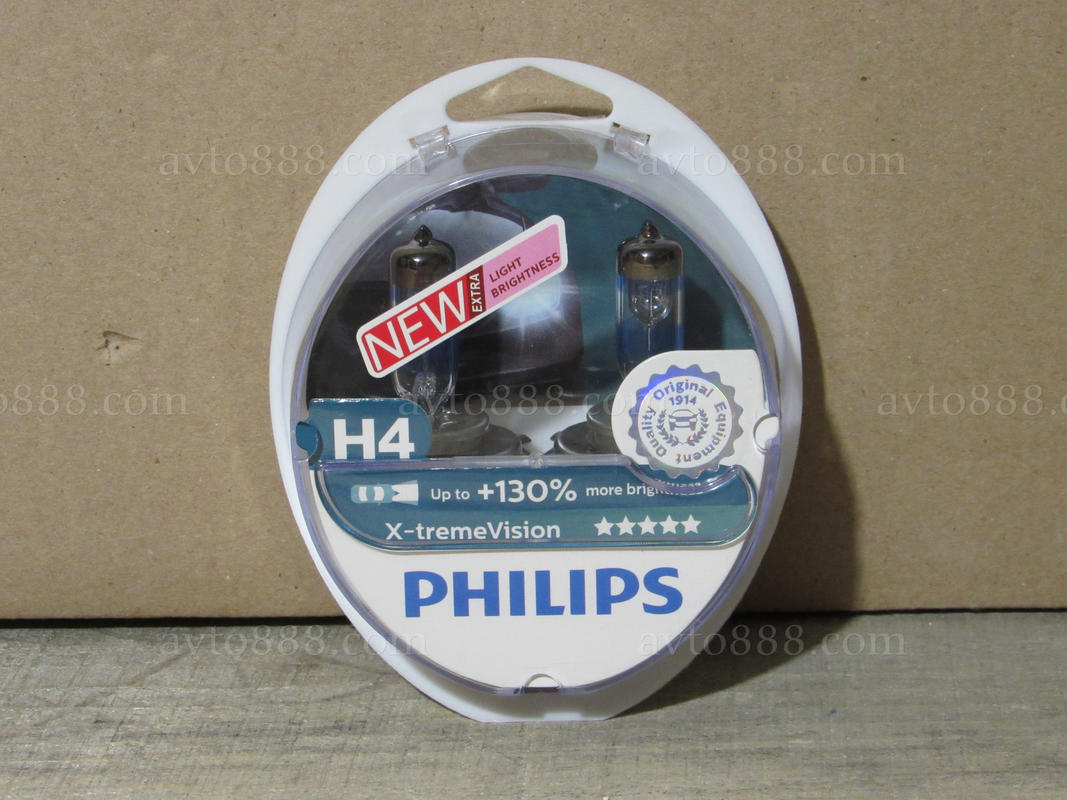 лампочка 12v Н4 P43 60/55W к-кт "Philips" +130% X-tremeVision
