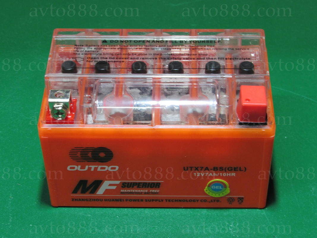 АКБ МОТО 12V  7A GEL низьк. "OUTDO"