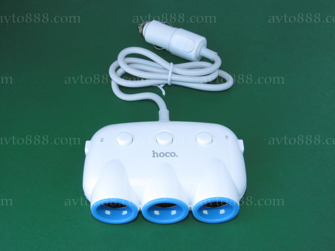 зарядка телефона автомоб. Hoco C1 Three in one Car charger White