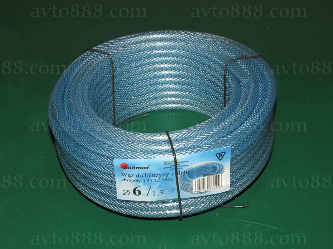 шланг бензин.  УНІ  6мм армов. 0,6 Mpa "Godmar"   бухта=25м