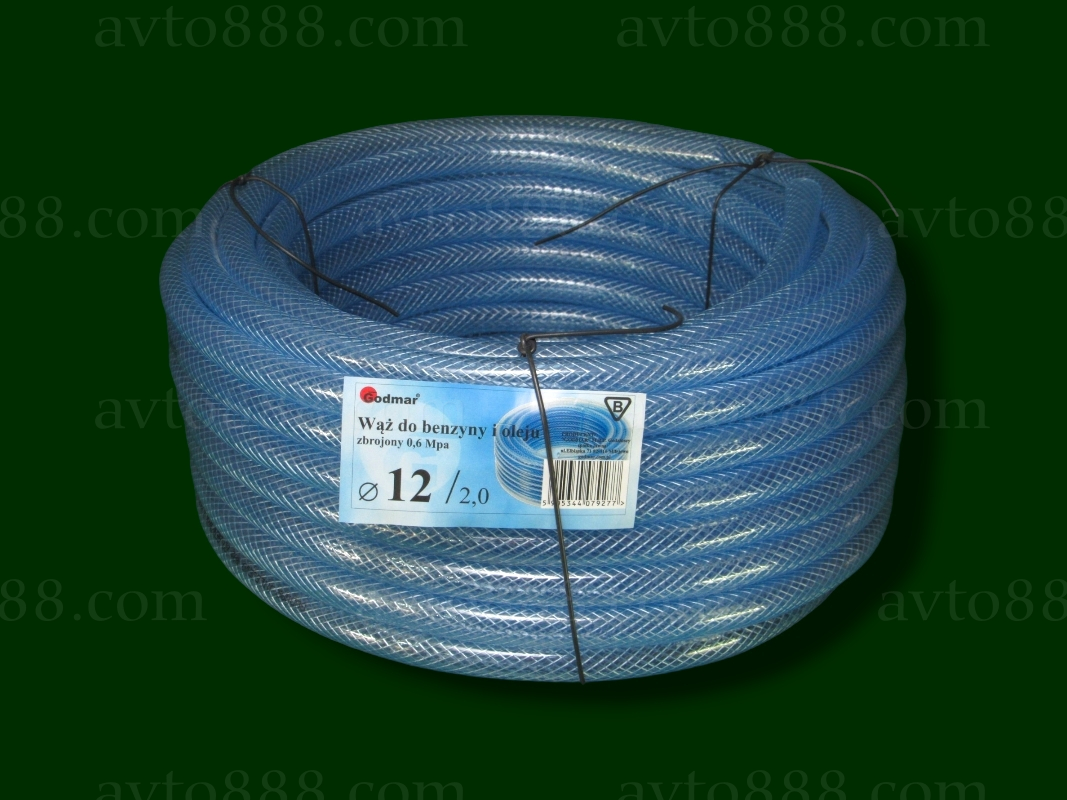 шланг бензин.  УНІ 12мм "Godmar" прозорий армований
