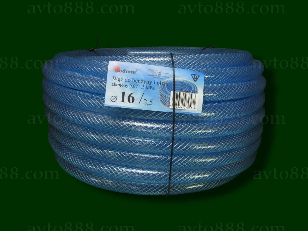 шланг бензин.  УНІ 16мм "Godmar" прозорий армований