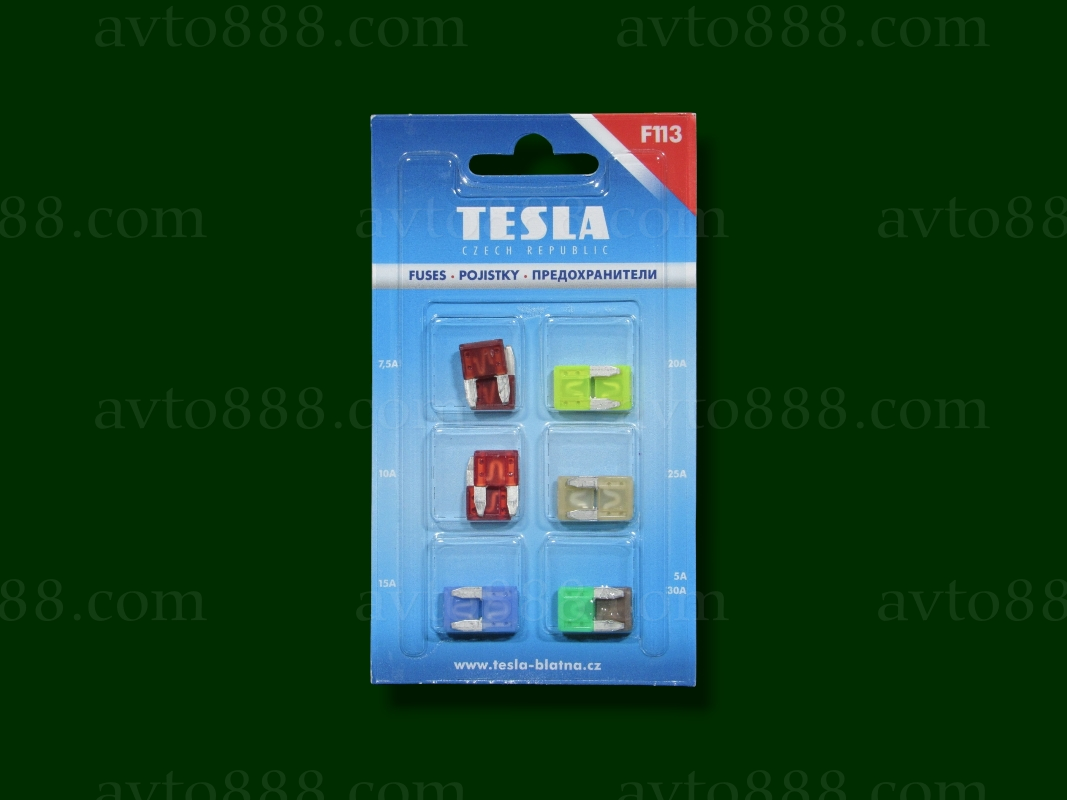 запобіжники корея-авто "Tesla"   12шт в бліст / міні 7,5-30А