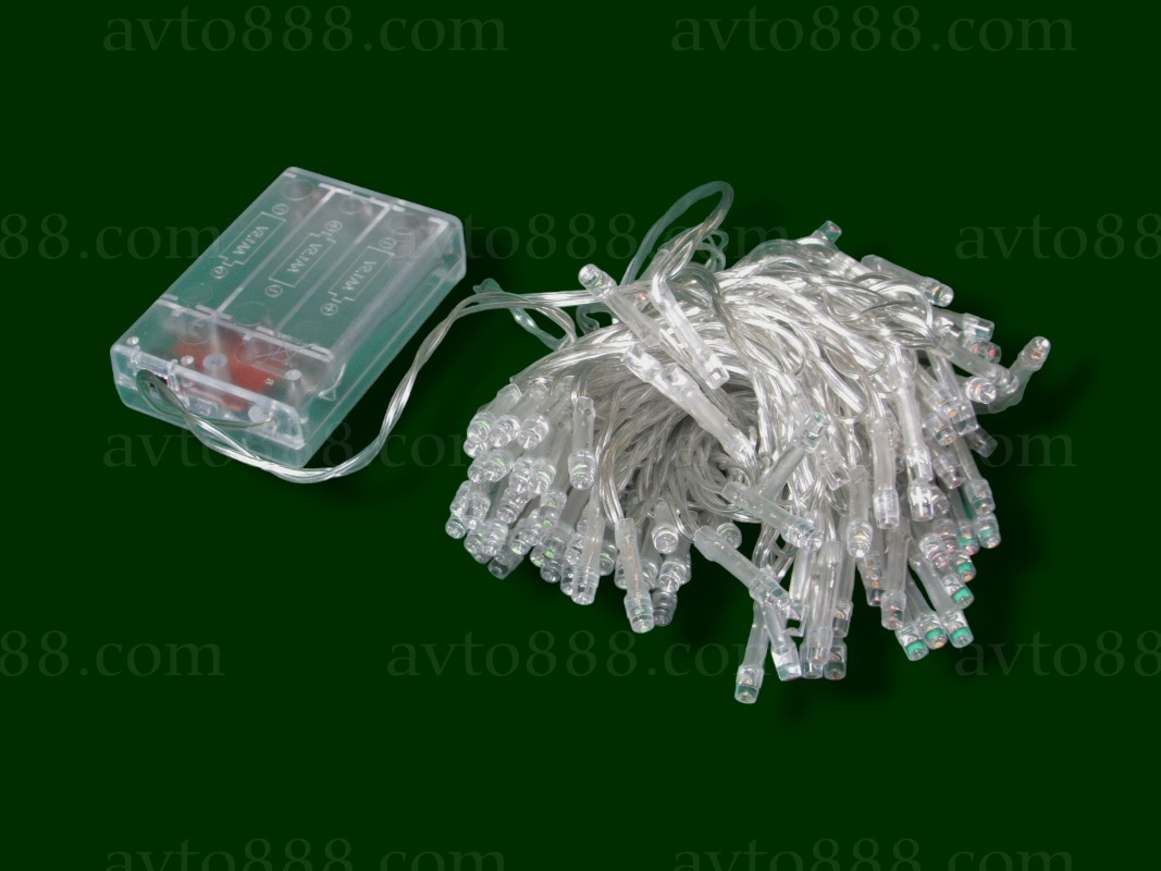 гірлянда на батарейках 100-led біла   -3пол.-