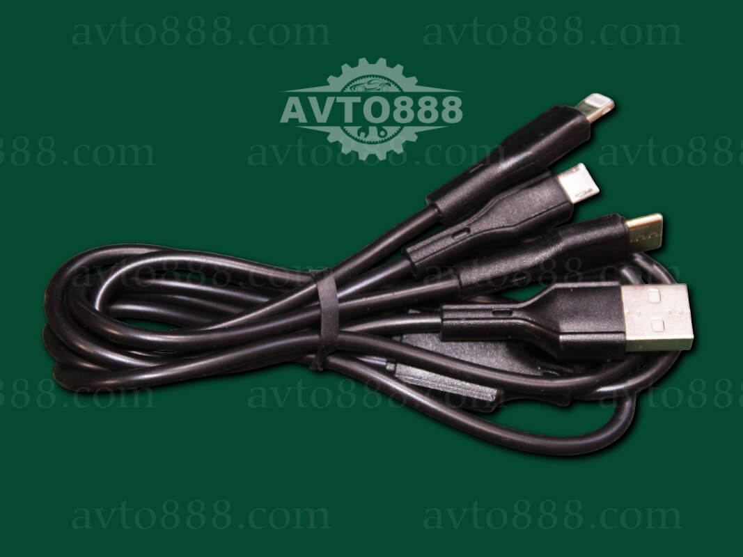 кабель 3-in-1 XO NB230 2.4A Rock series data cable Black
