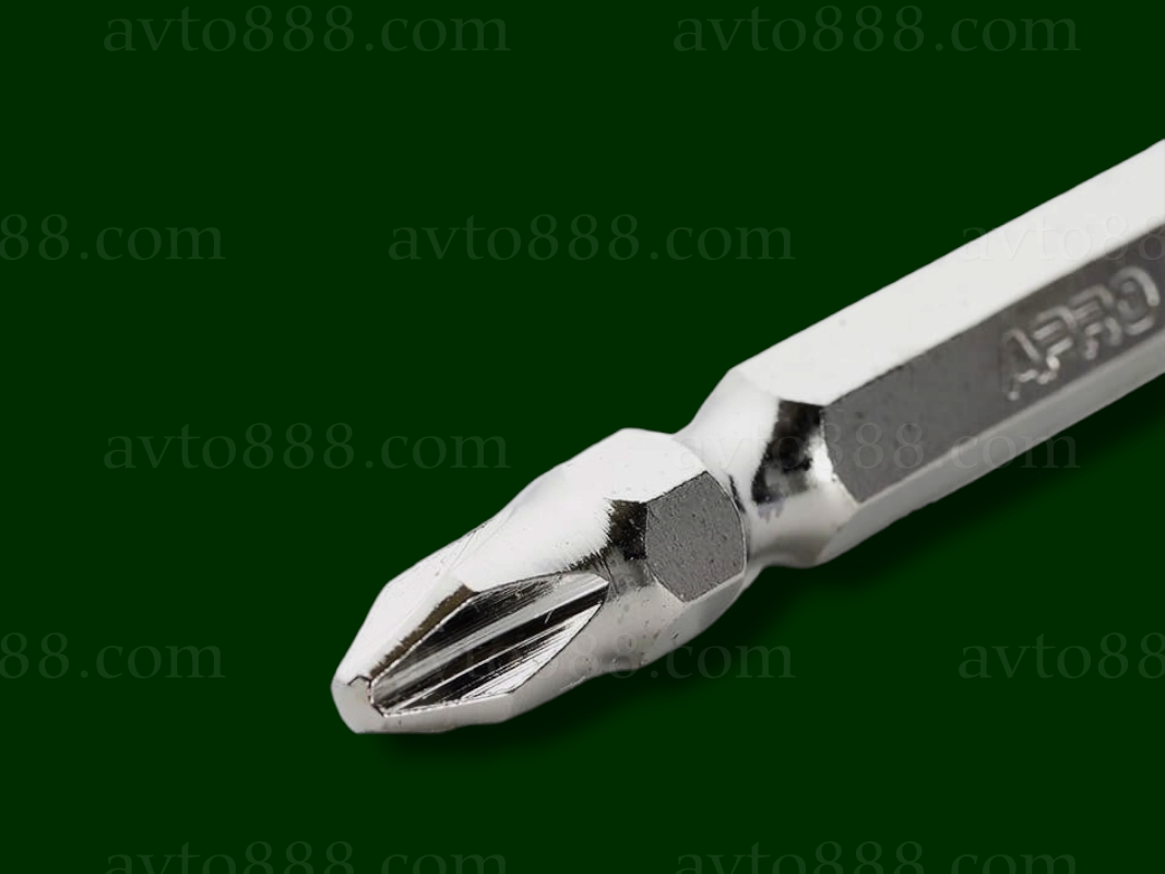 біта "+-" 2-х стороння РН2-SL6х65 мм хром (10шт в уп)  "APRO"