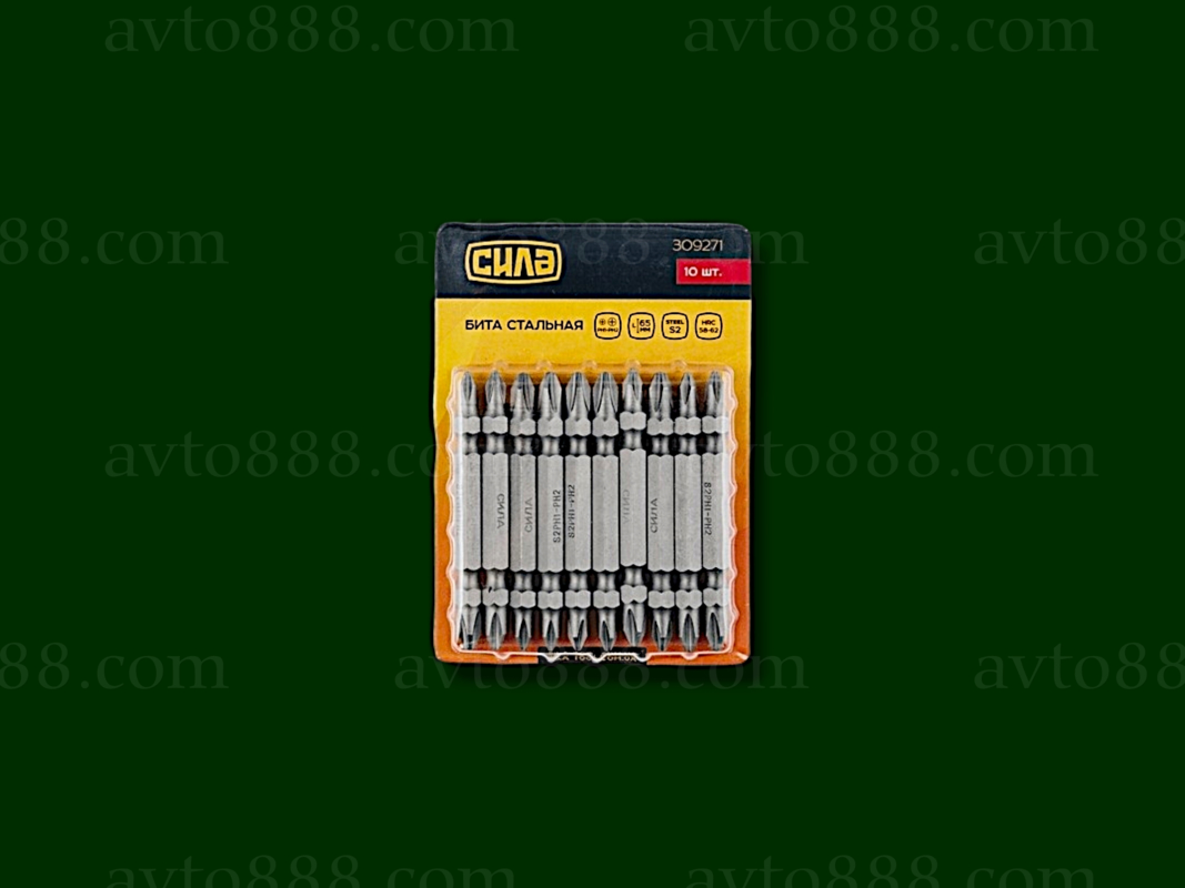 біта "+" 2-х стороння РН2-РН2х65 мм  (10шт в уп)  "Сила"