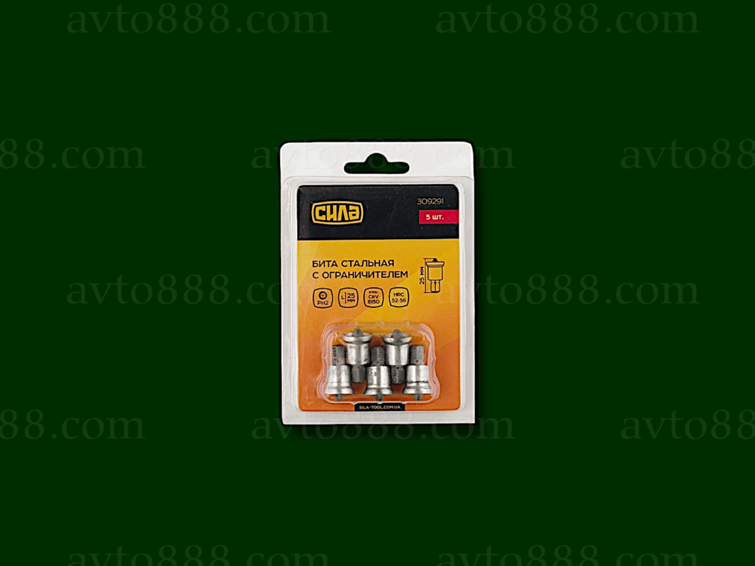 біта "+" РН2 х 25 мм c обмежувачем  (5шт в уп)  "Сила"