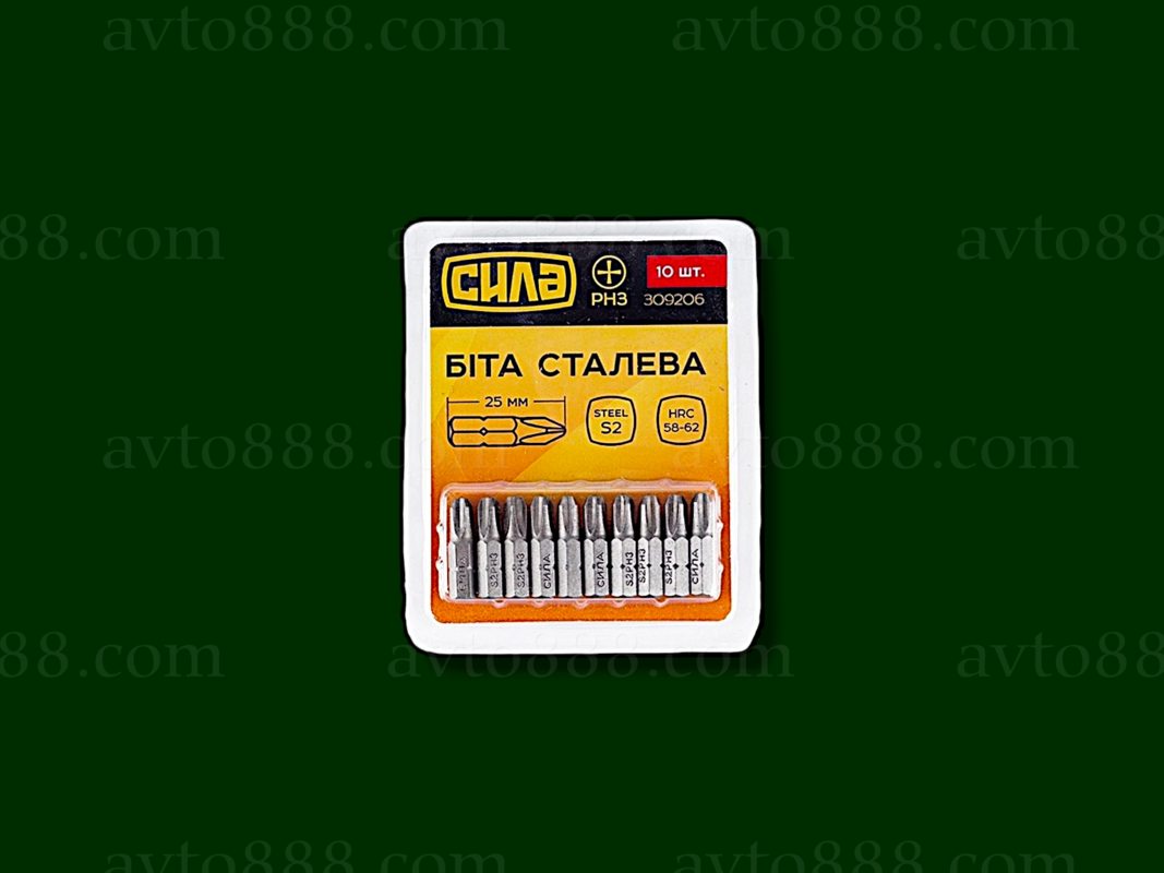 біта "+" РН3х25 мм (10шт в уп)  "Сила"