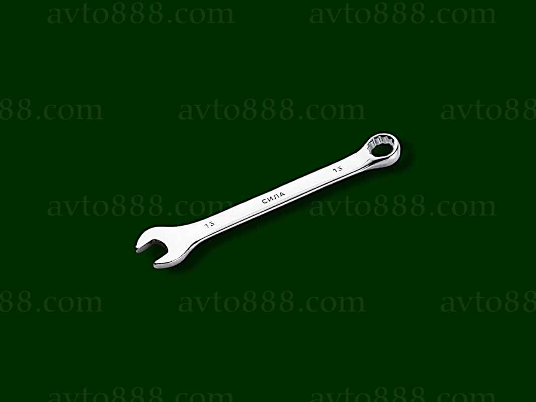 ключ ріжково-накидний 15мм  "Сила" полірований CrV