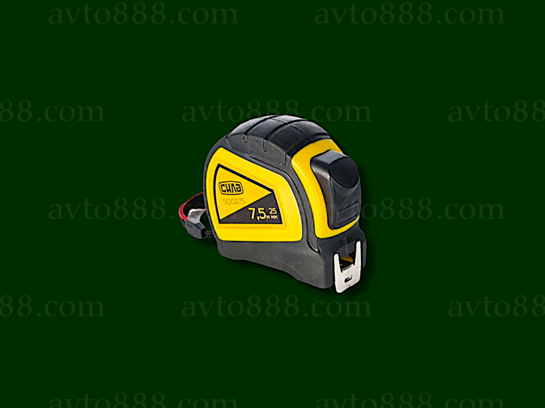 рулетка  7.5 м х 25 мм  "Сила" обгумована з автостопом подвійний зачіп