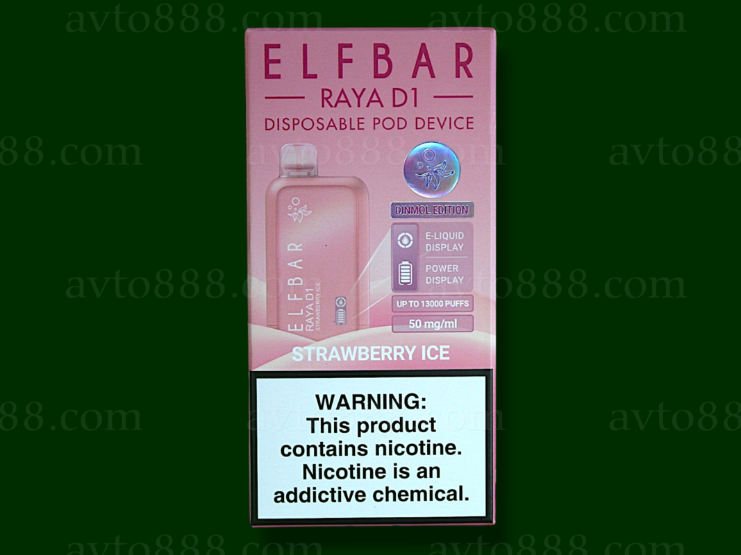Elf Bar Raya D1 13000 Strawberry Ice (Клубника Лед) 5% Одноразовый POD