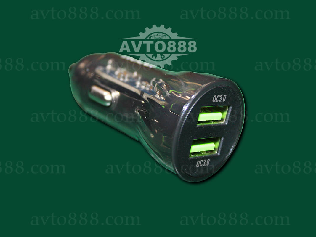 зарядка телефона автомоб. Hoco Z47 Transparent Discovery Edition dual port QC3.0 car charger transparent Black