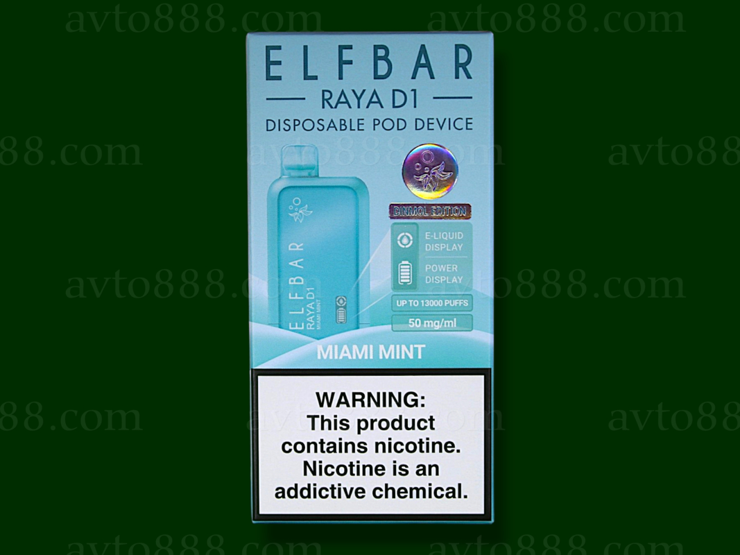 Elf Bar Raya D1 13000 Miami Mint (Освежающая Мята) 5% Одноразовый POD