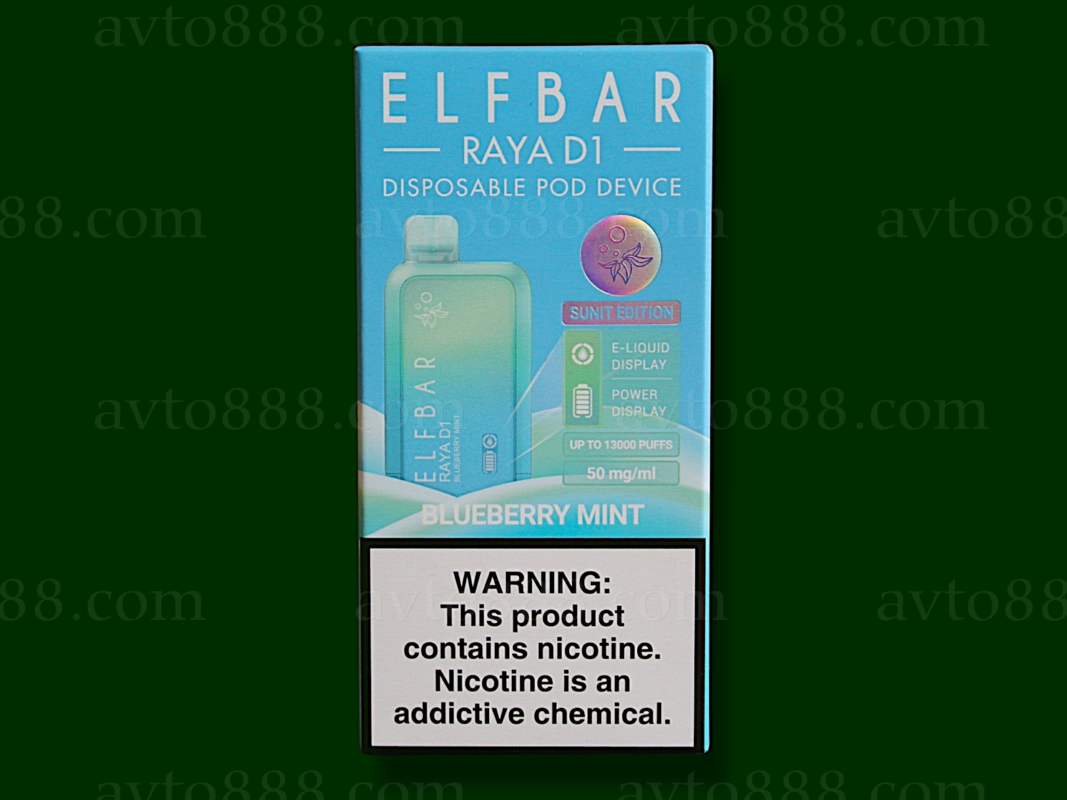 Elf Bar Raya D1 13000 Blueberry Mint (Черника Ментол) 5% Одноразовый POD