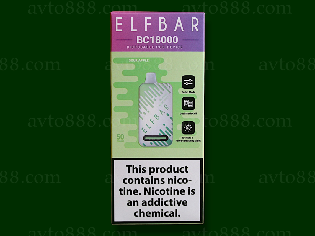 Elf Bar BC18000 Sour Apple (Кислое Яблоко) 5% Одноразовый POD