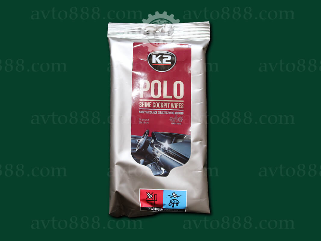 серветка волога для очищення пластика (24шт) "K2"   (POLO SHINE COCKPIT WIPES)