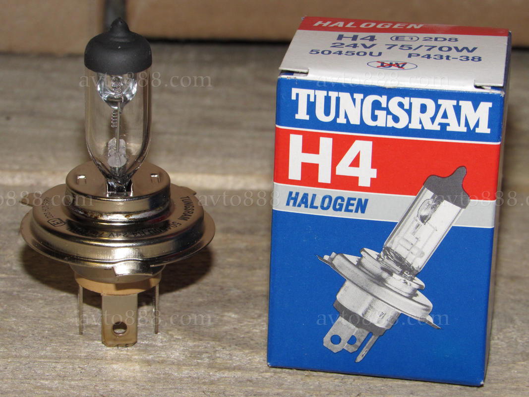 лампочка 24v Н4 P43 75/70W "Tungsram"